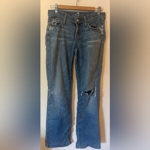Women’s 7 For All Mankind Bootcut Jeans Y2K Rhinestone Braid Sz 28